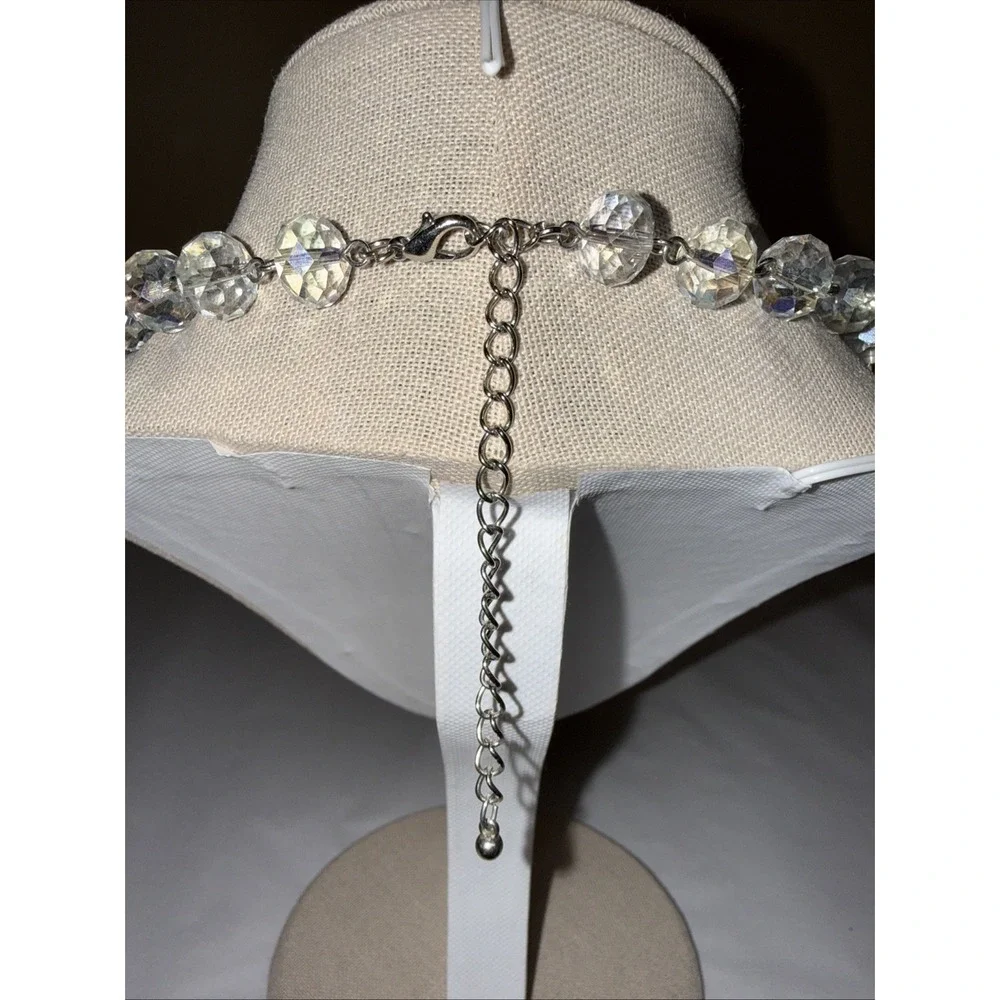 Vintage Aurora Borealis Glass Crystal‎ Beaded Necklace Faceted AB 18-21 inches